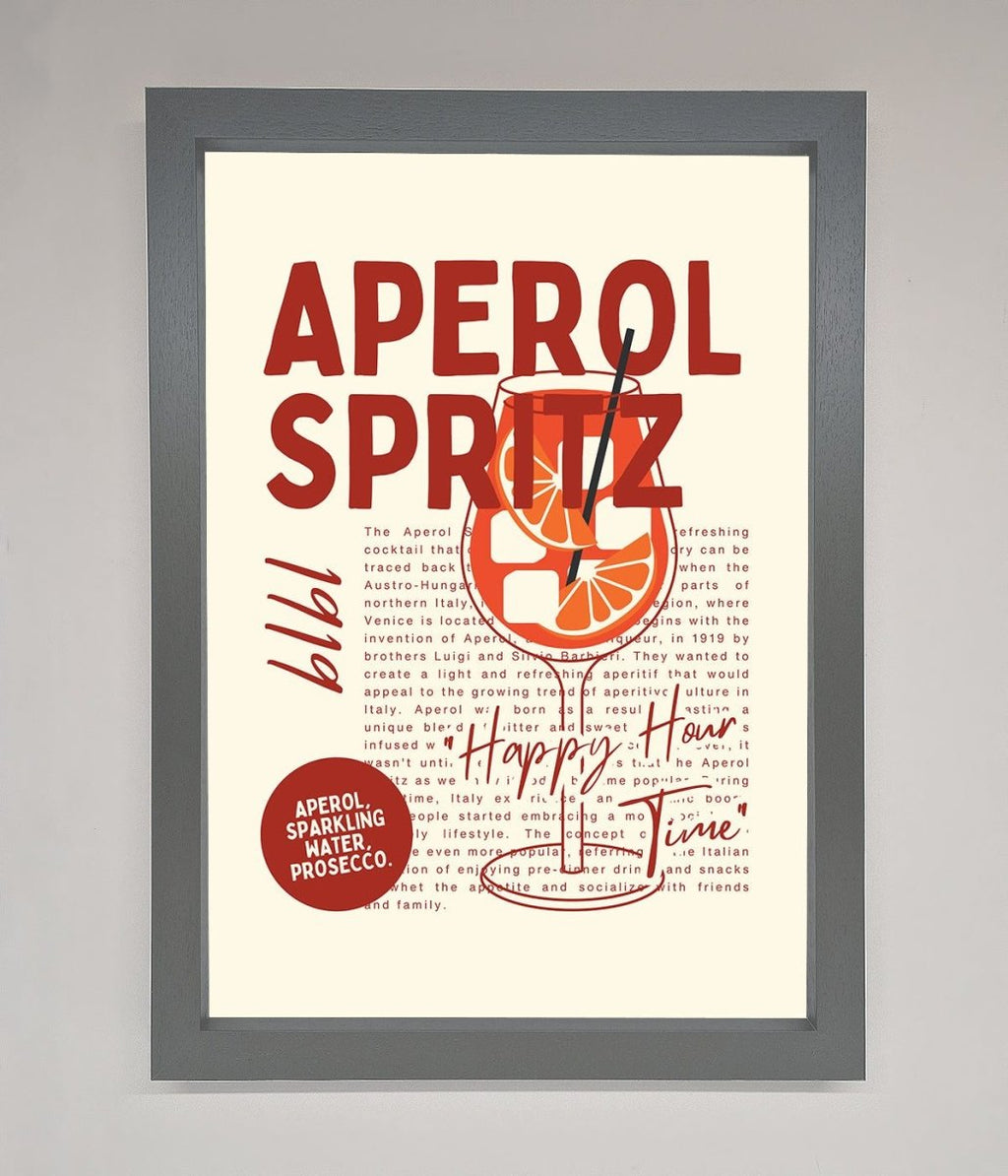 Aperol Spritz Happy Hour Cocktail Framed Wall Art