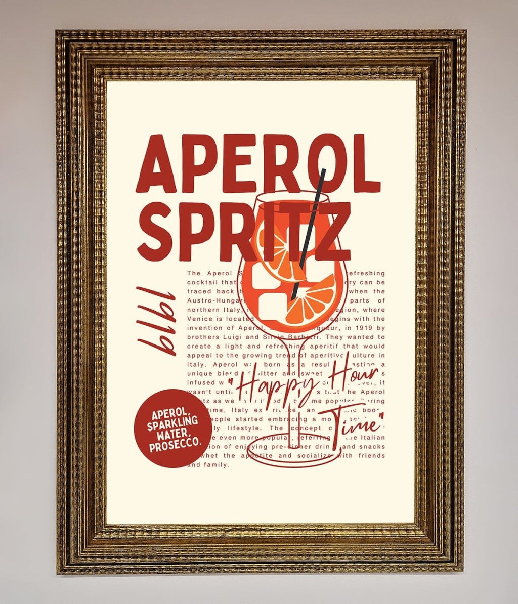 Aperol Spritz Happy Hour Cocktail Framed Wall Art