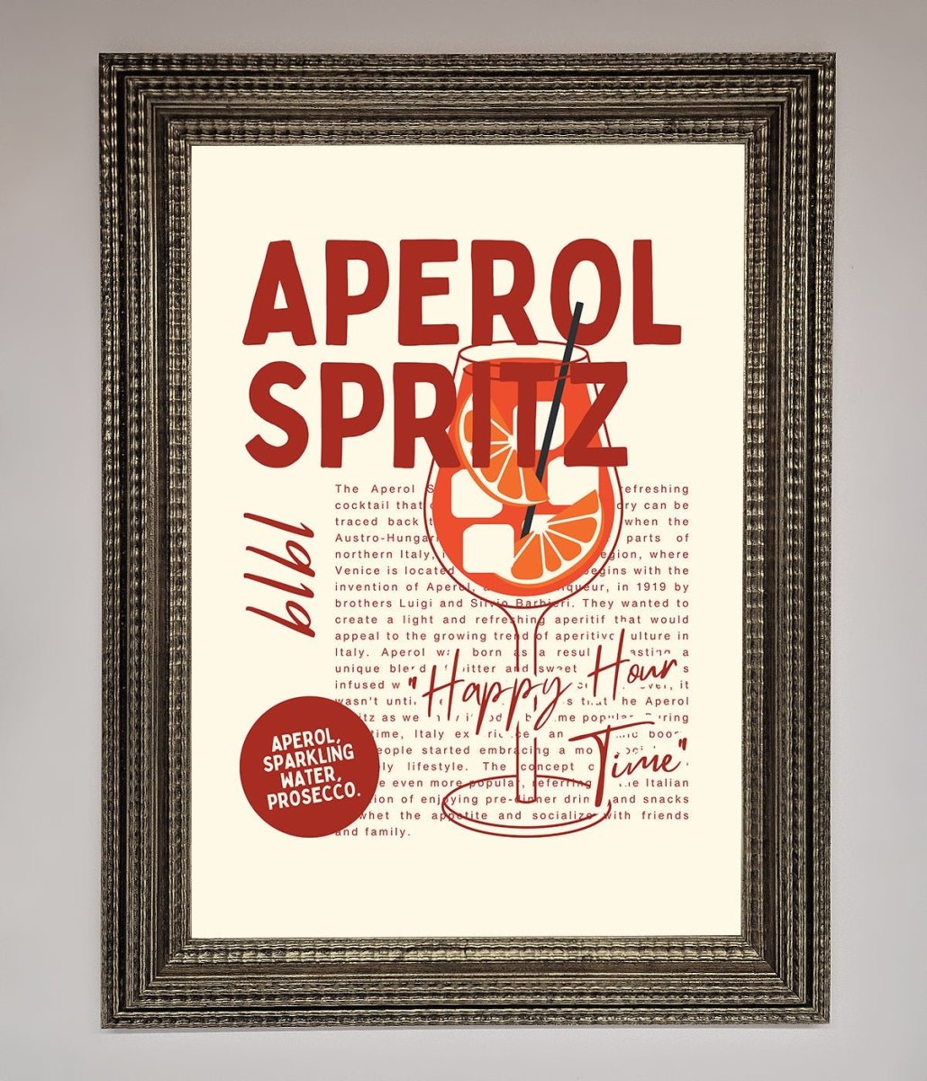 Aperol Spritz Happy Hour Cocktail Framed Wall Art