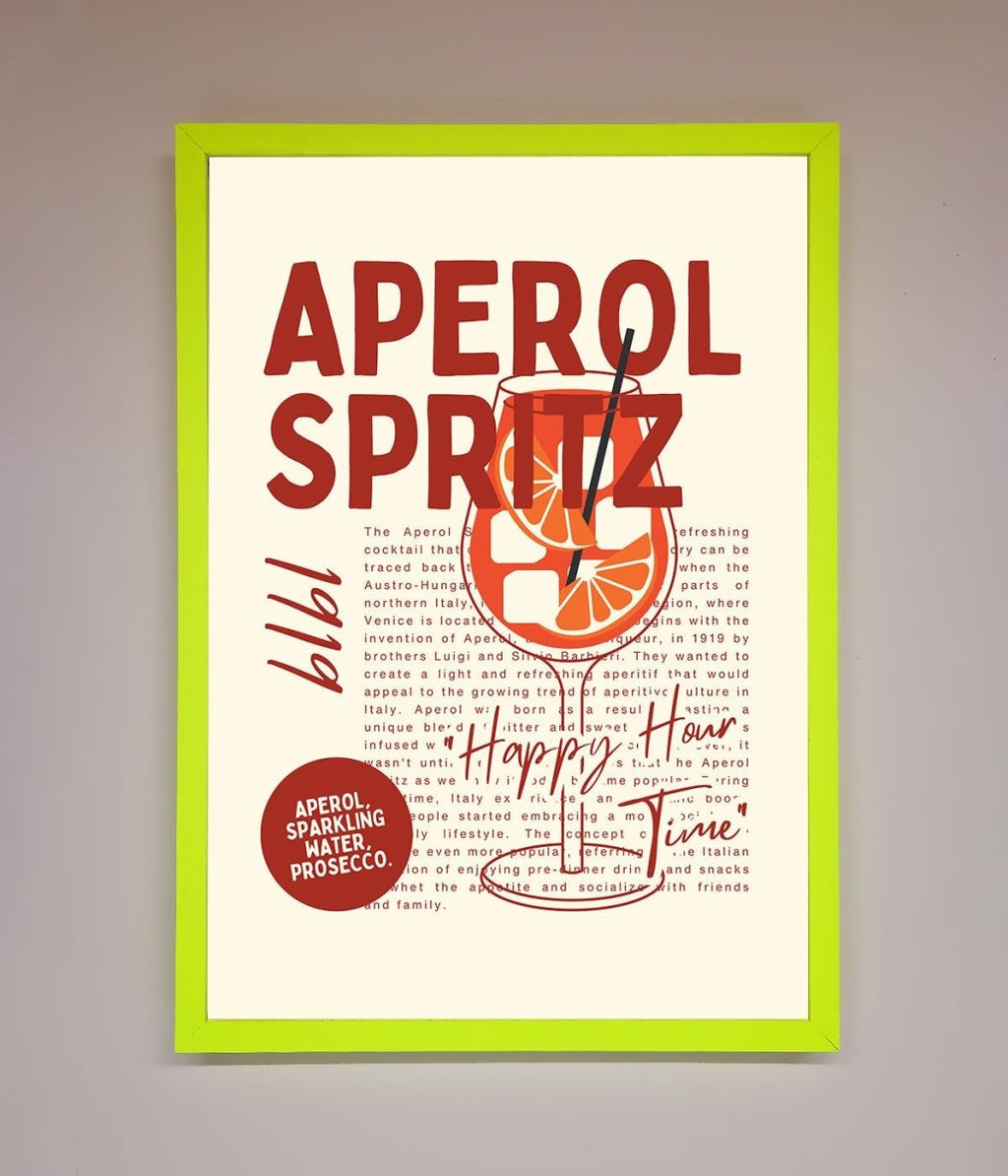 Aperol Spritz Happy Hour Cocktail Framed Wall Art