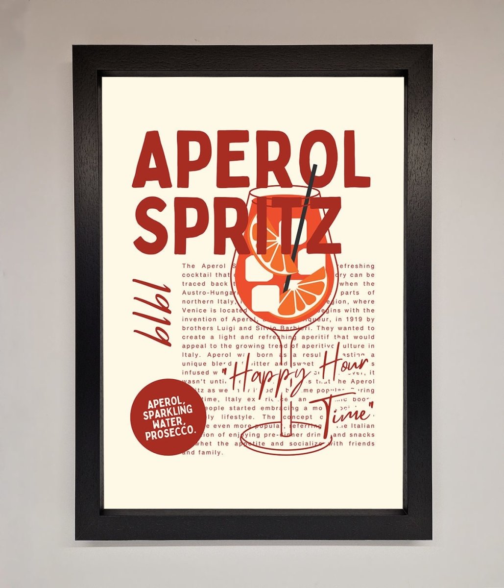 Aperol Spritz Happy Hour Cocktail Framed Wall Art