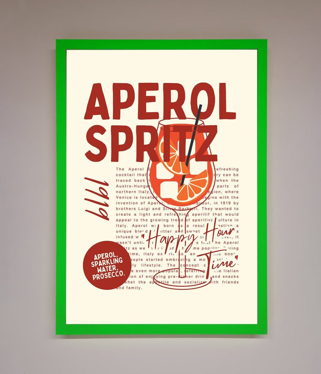 Aperol Spritz Happy Hour Cocktail Framed Wall Art