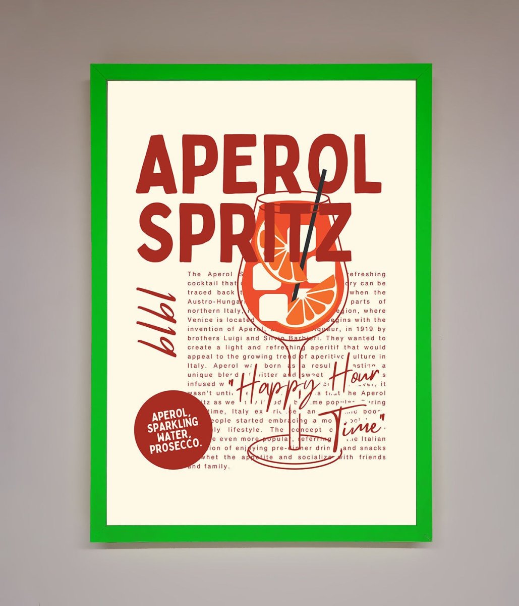 Aperol Spritz Happy Hour Cocktail Framed Wall Art