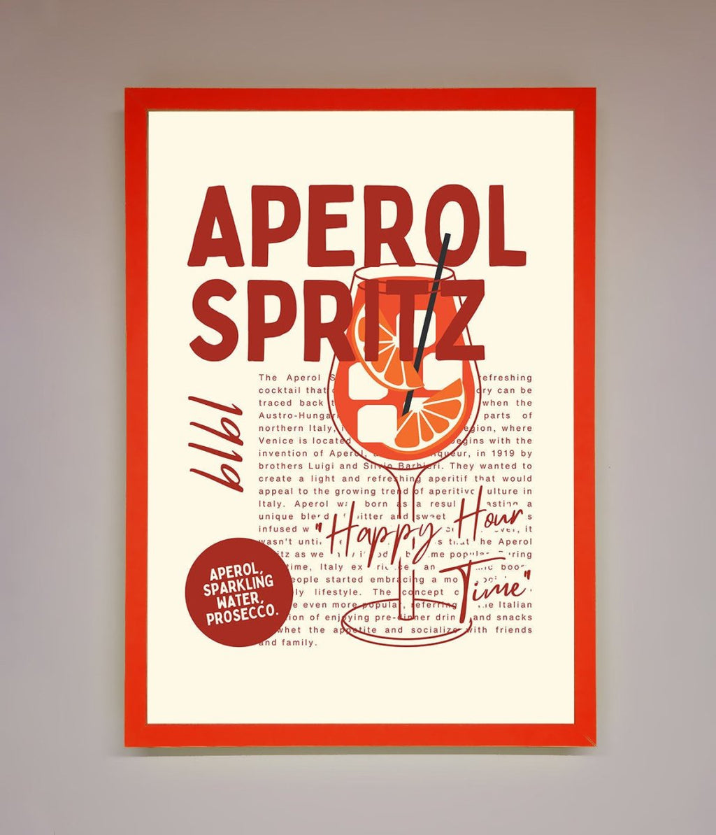 Aperol Spritz Happy Hour Cocktail Framed Wall Art