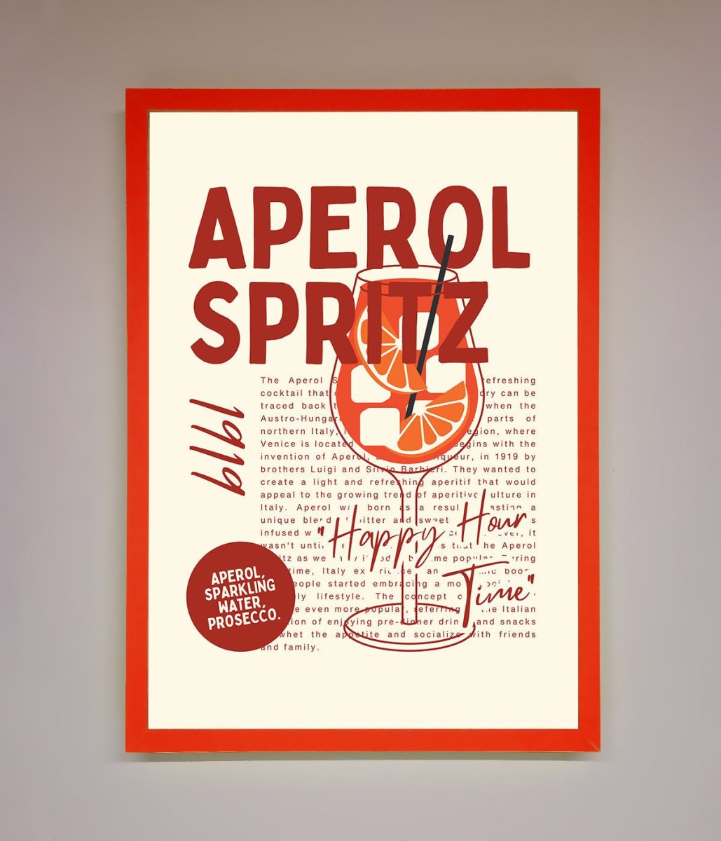 Aperol Spritz Happy Hour Cocktail Framed Wall Art