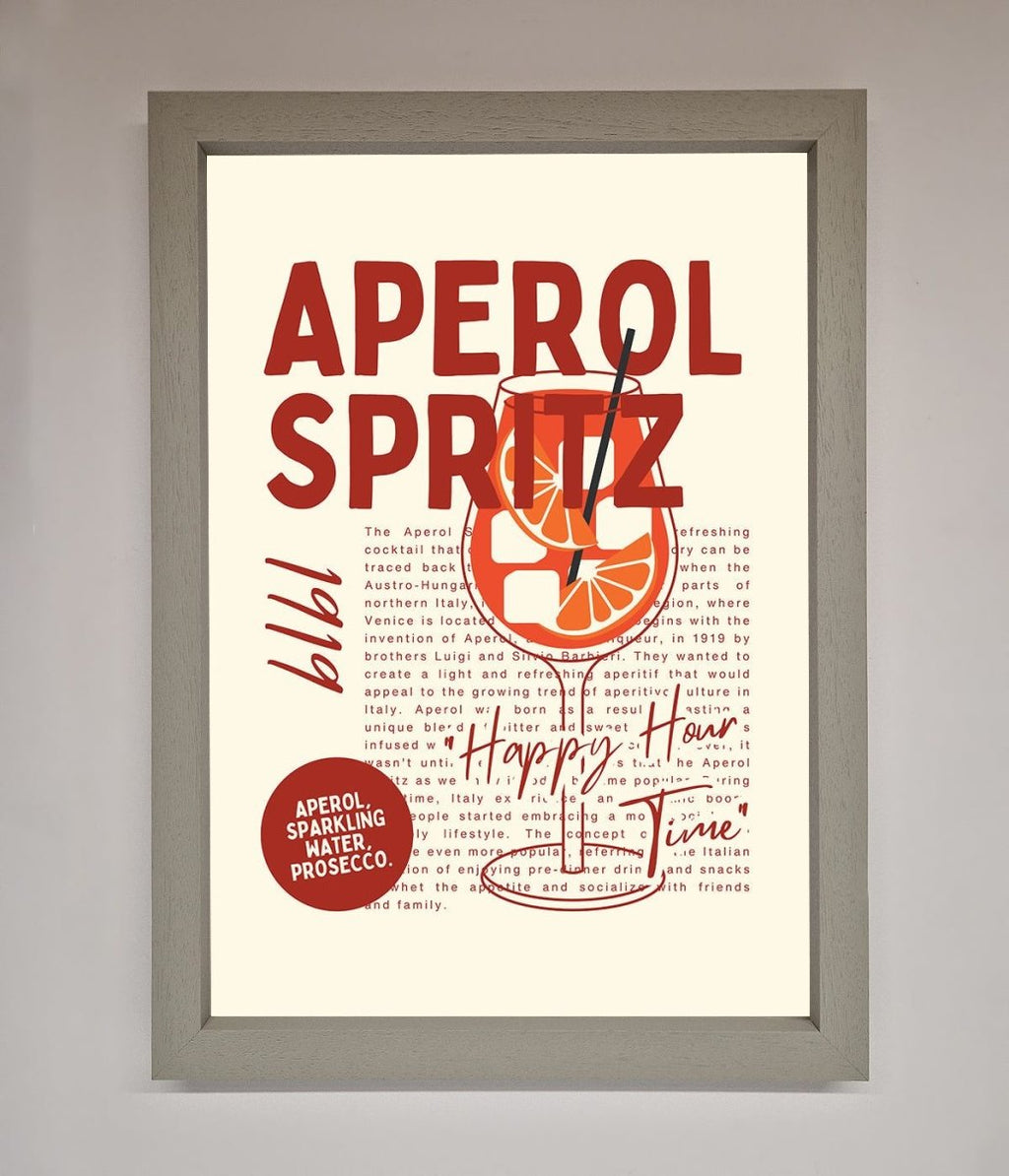 Aperol Spritz Happy Hour Cocktail Framed Wall Art