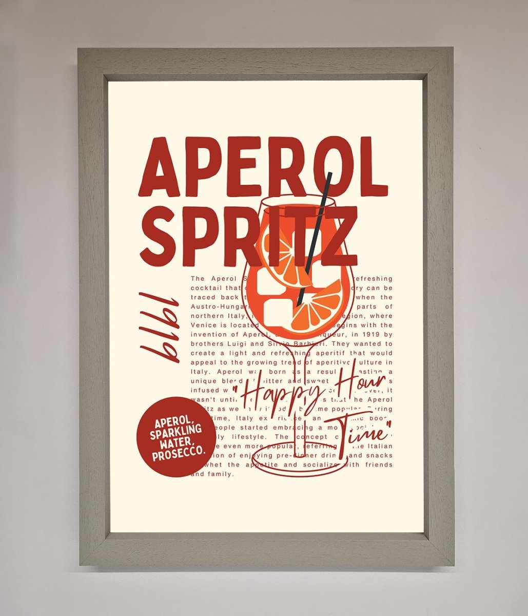 Aperol Spritz Happy Hour Cocktail Framed Wall Art