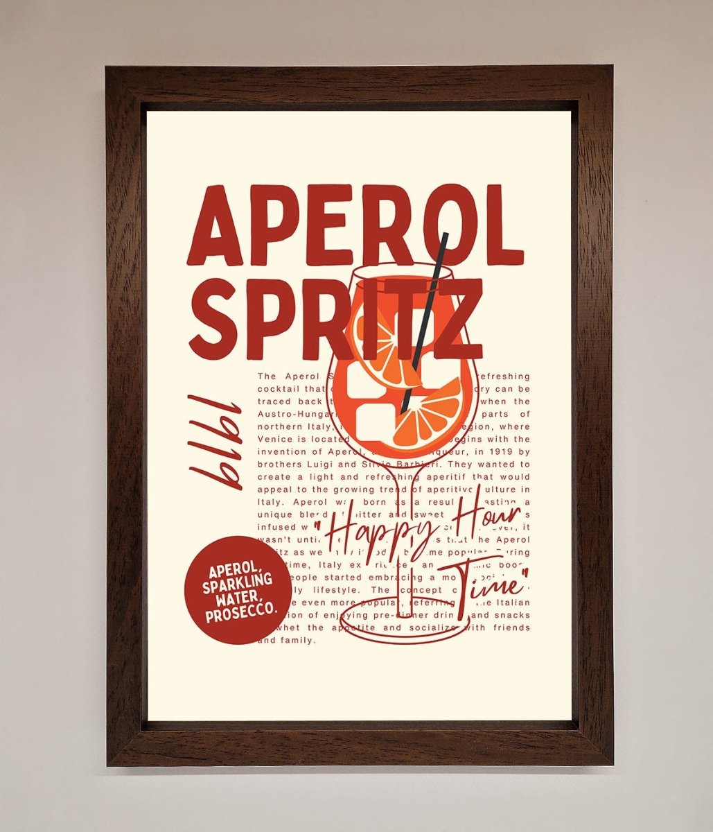 Aperol Spritz Happy Hour Cocktail Framed Wall Art