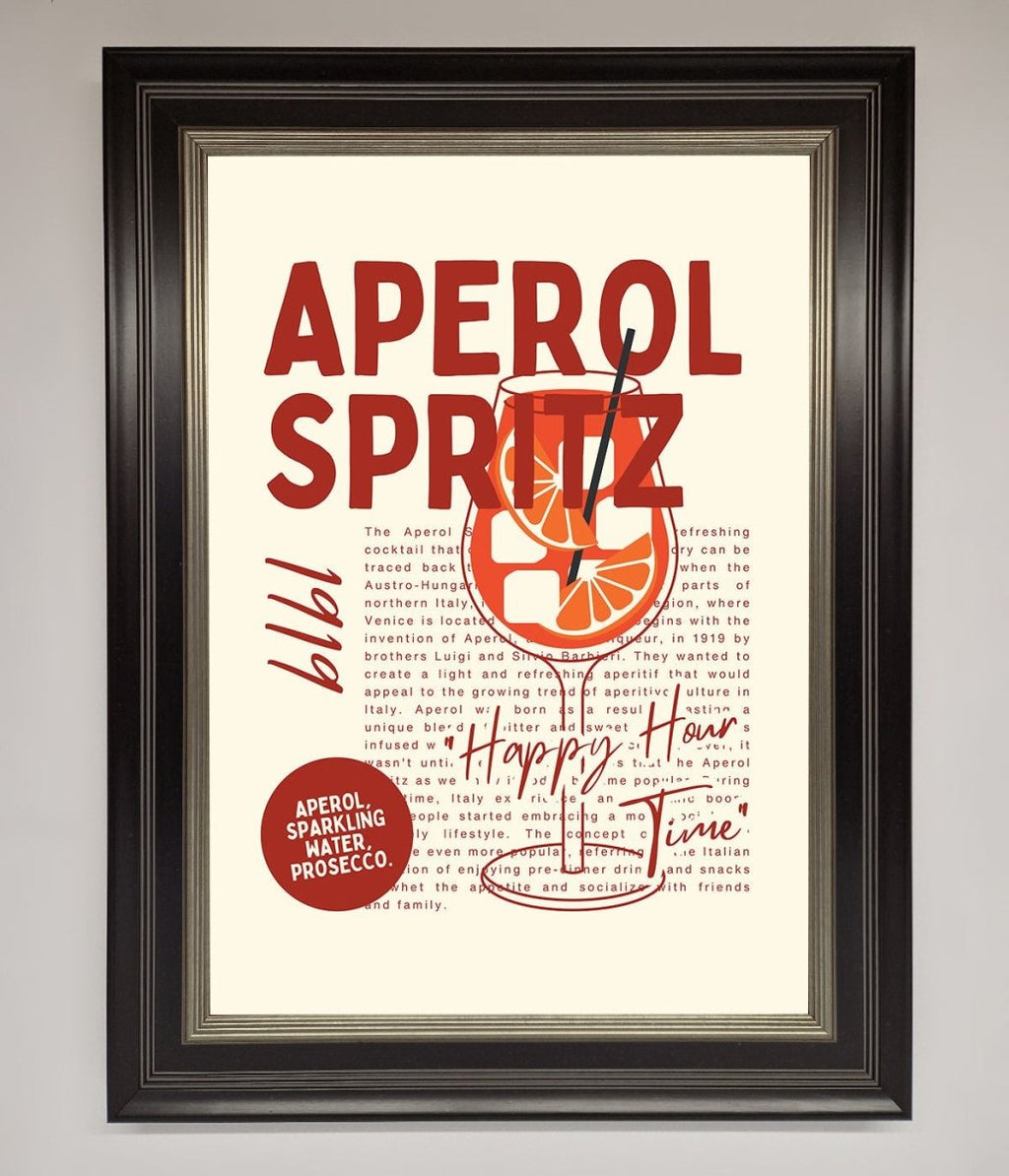 Aperol Spritz Happy Hour Cocktail Framed Wall Art