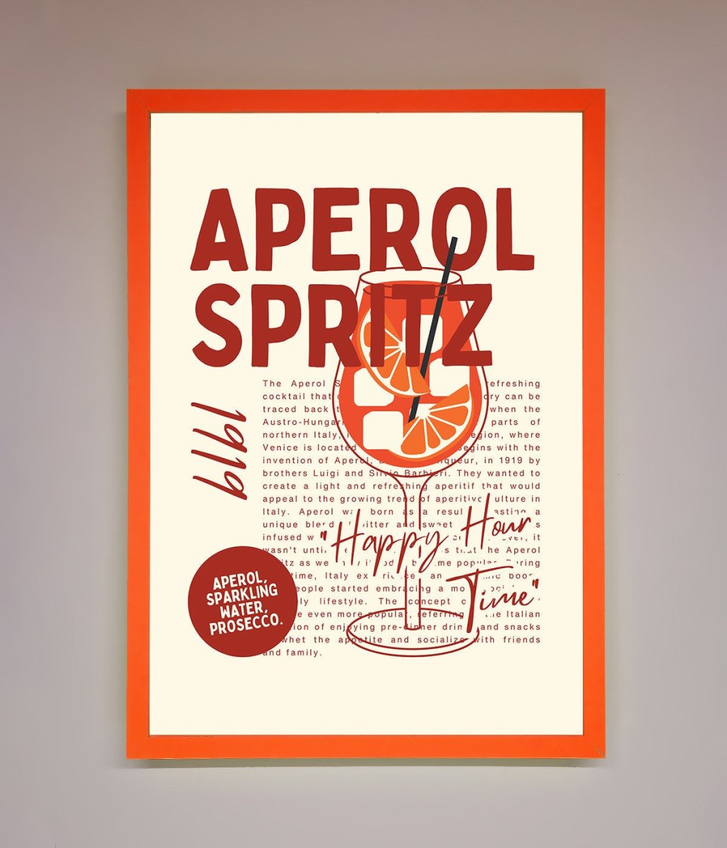 Aperol Spritz Happy Hour Cocktail Framed Wall Art