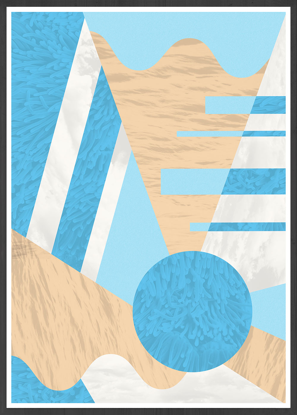 Aqua Coral Geometric Prints Wall Art