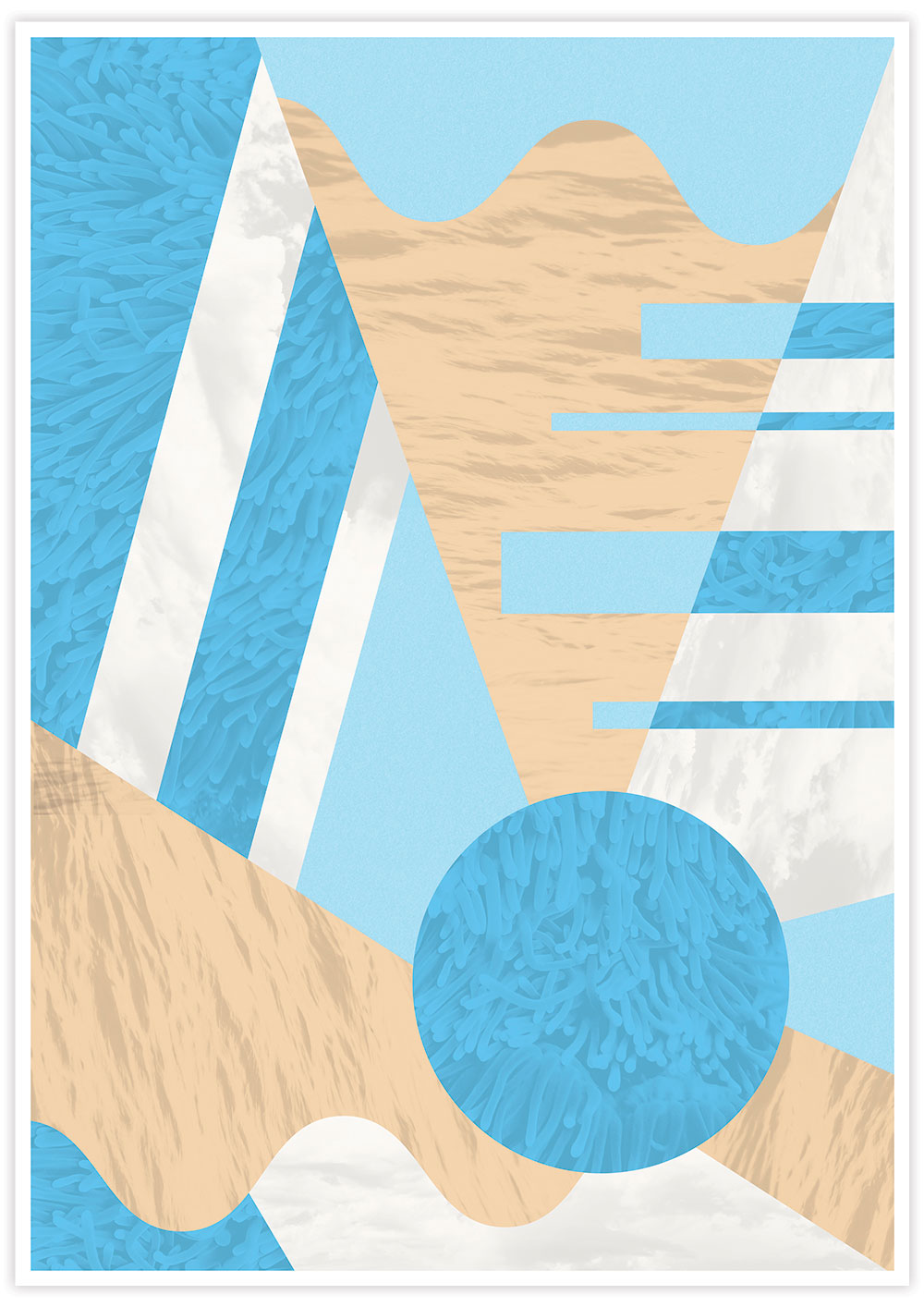 Aqua Coral Geometric Prints Wall Art