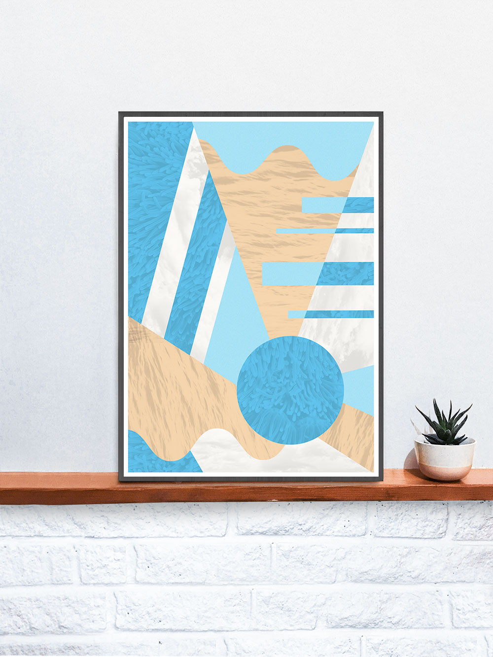 Aqua Coral Geometric Prints Wall Art