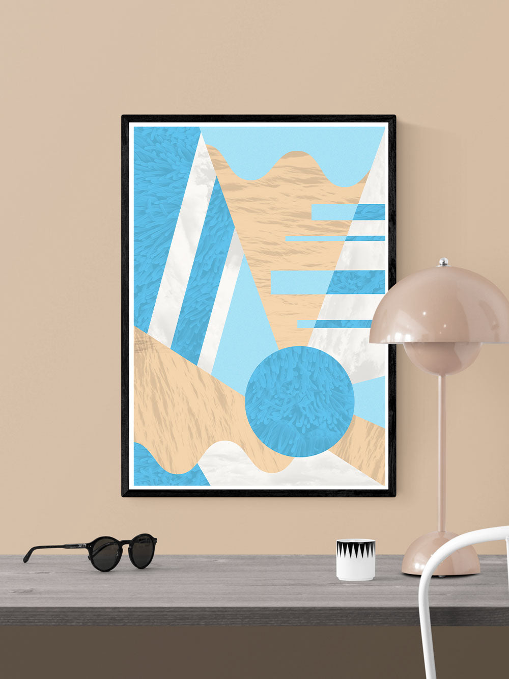 Aqua Coral Geometric Prints Wall Art