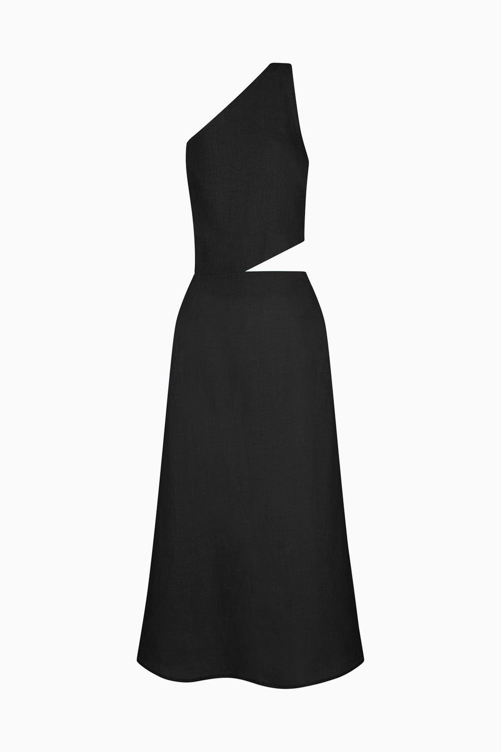 The Ava Asymmetric Maxi Dress in black
