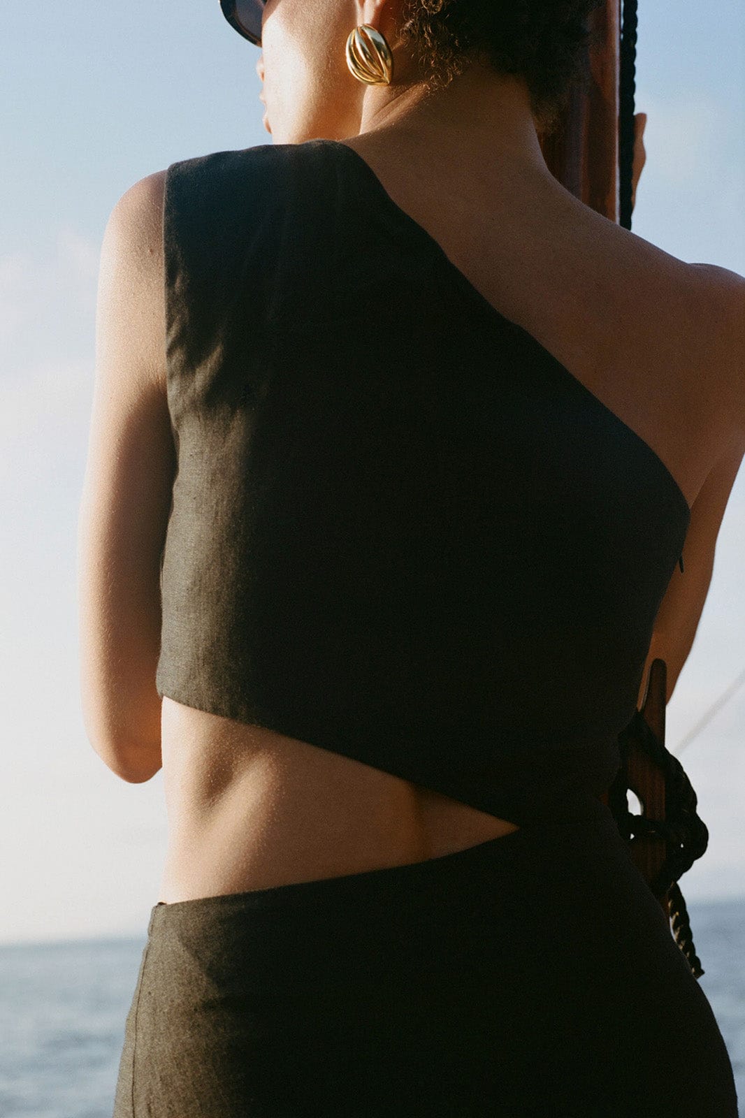 The Ava Asymmetric Maxi Dress in black