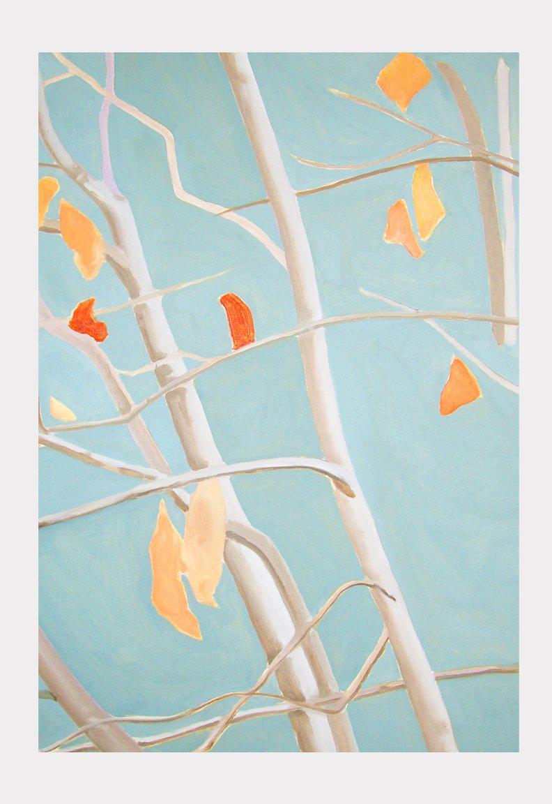 Autumn Tree with Orange Leaves Art Print