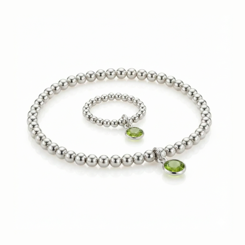 Peridot August Birthstone Bracelet and Ring Set