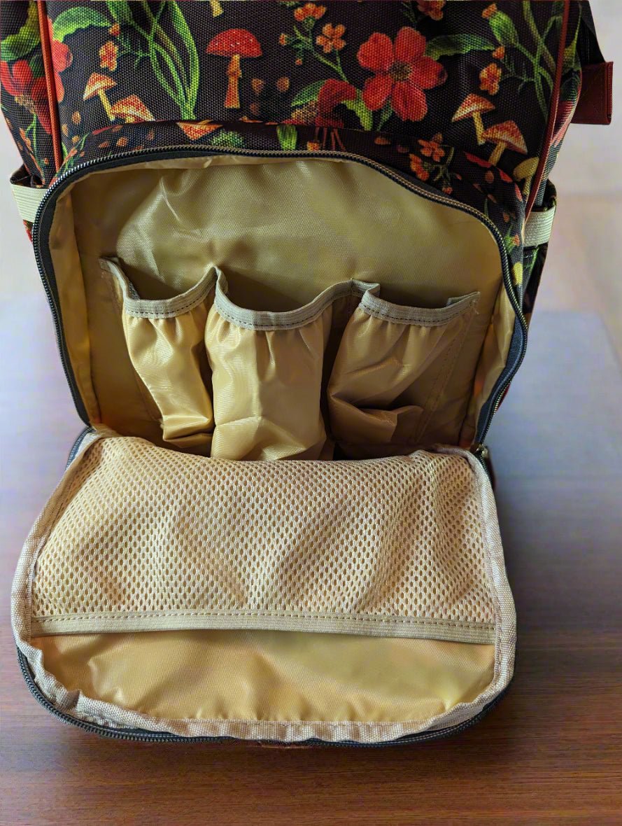 Autumn Mushrooms Baby Nappy Bag - S(Mush)y