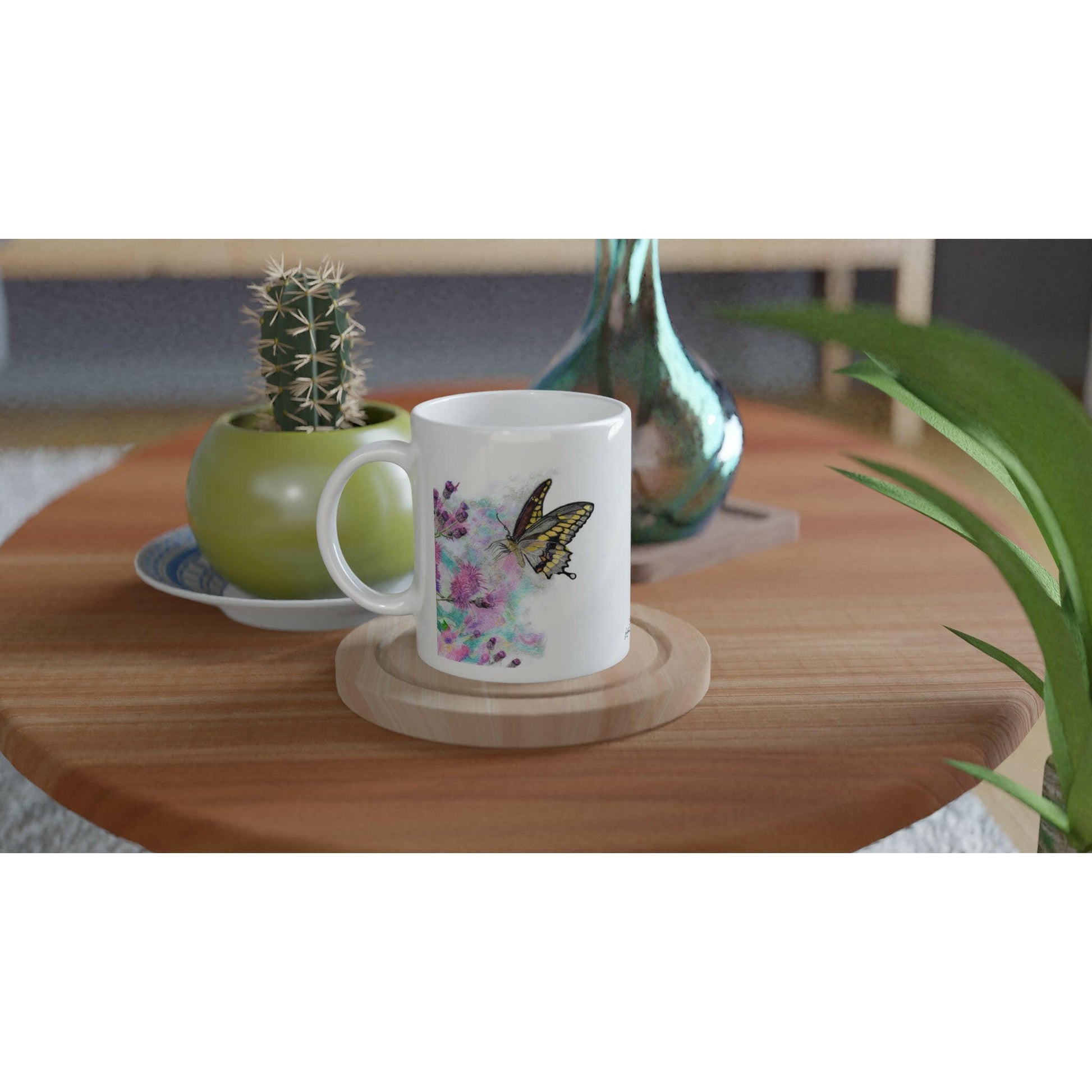 Yellow Butterfly Mug – 11oz Ceramic Wildlife Coffee Cup