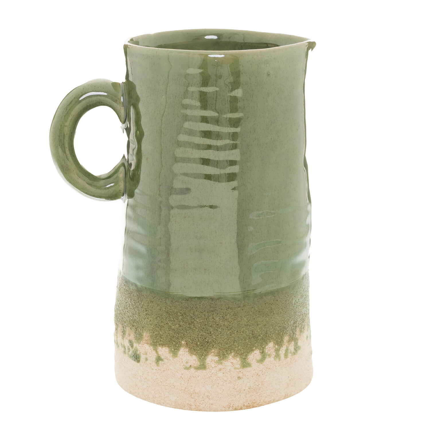 Handcrafted olive ceramic jug with rustic charm, Mediterranean-inspired design, perfect for water or decor. by Sostter at brixbailey.com