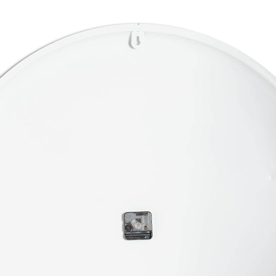 Large white metal wall clock with minimalist design, 80cm diameter, modern home decor statement piece by Sostter at brixbailey.com
