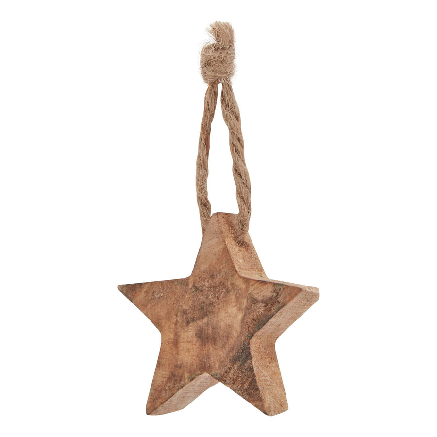 Handcrafted wooden holiday stars in warm brown tones, showcasing natural wood grain, set of 90 for festive decor. by Sostter at brixbailey.com