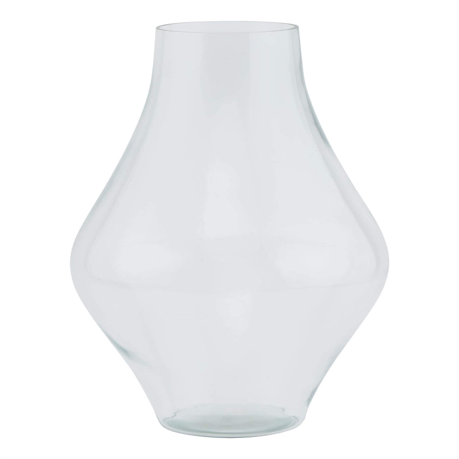 Crystal-clear glass vase, 38cm tall, modern apothecary design for floral arrangements, premium transparent decor by Sostter at brixbailey.com