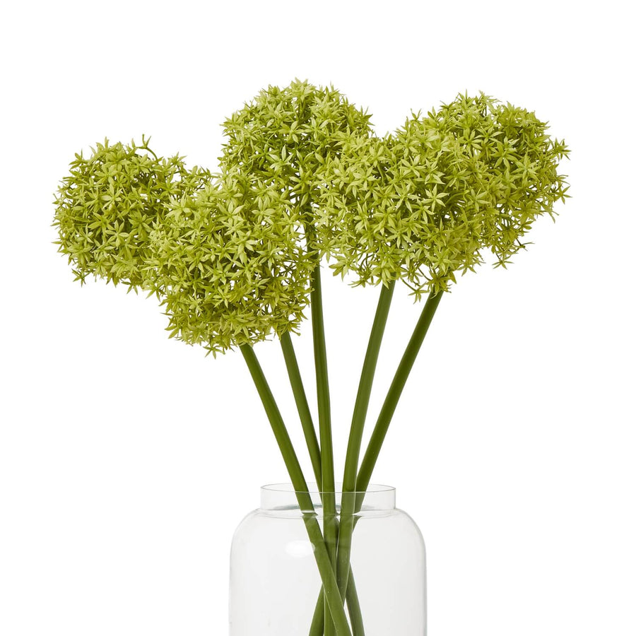 Green Allium artificial stem with spherical bloom, 80cm tall, vibrant plastic foliage for home decor by Sostter at brixbailey.com