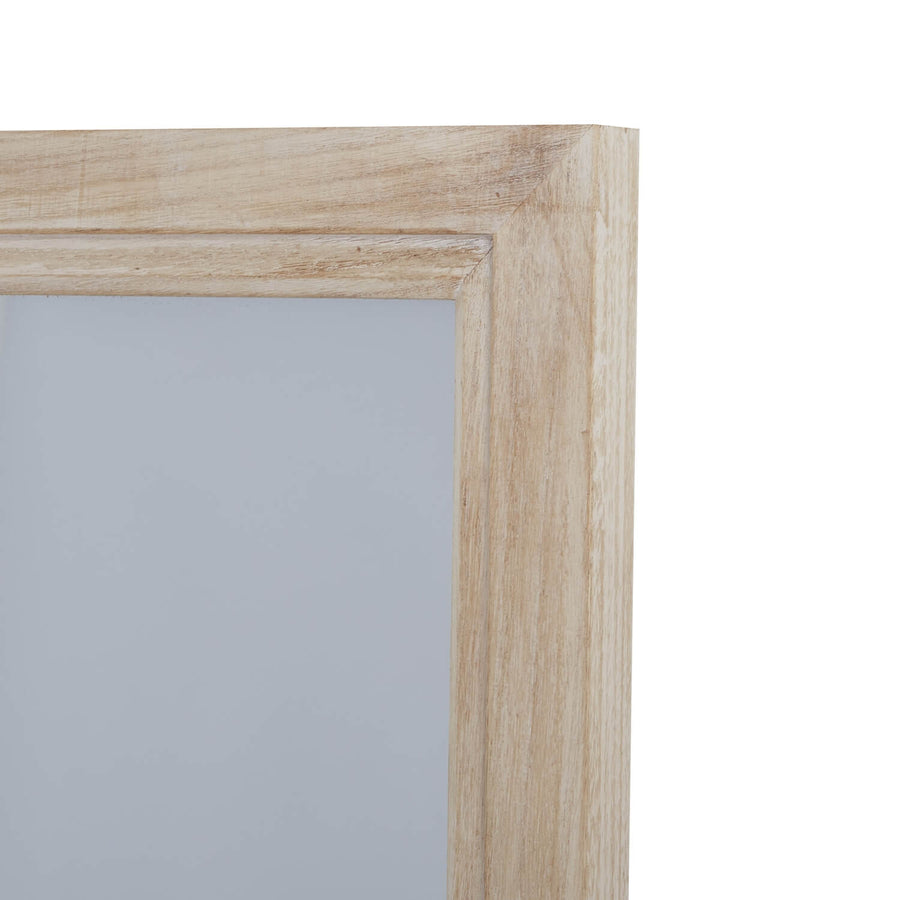 Tall washed wood window mirror with 18-pane design and black distressed frame, farmhouse-style home decor accent by Sostter at brixbailey.com