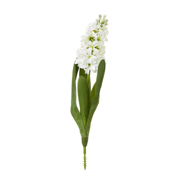 Lifelike white hyacinth stems with green foliage, faux floral decor for vases or centerpieces, 44cm tall  by Sostter at brixbailey.com
