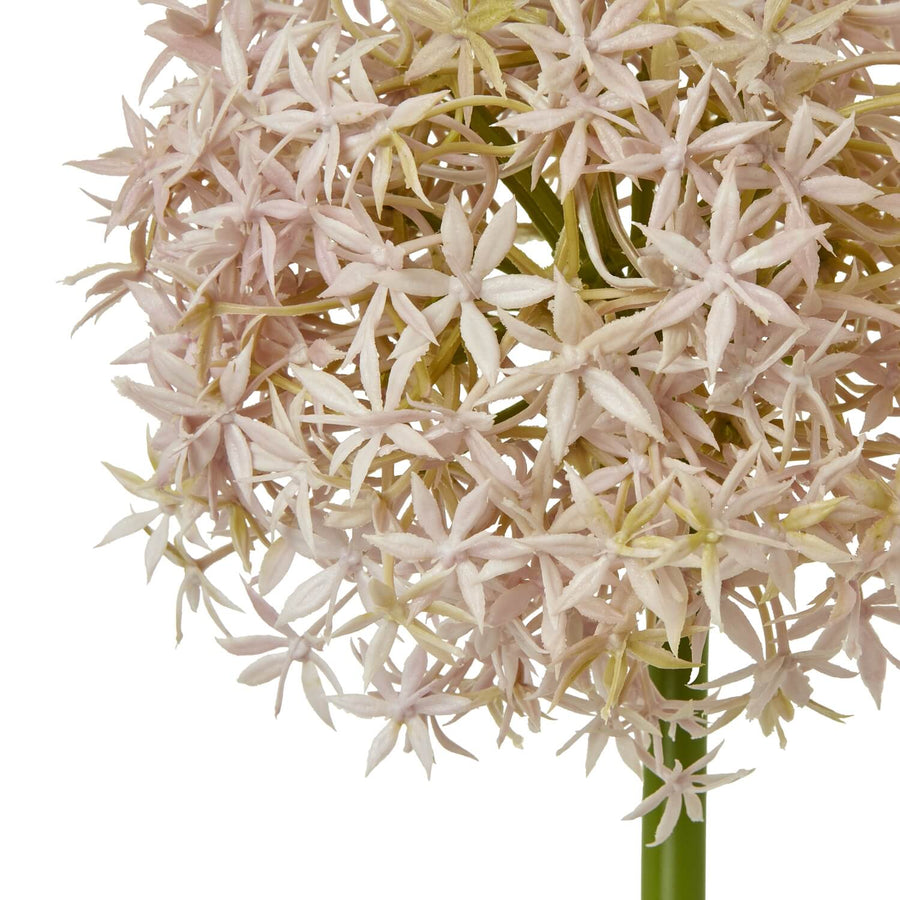 Lilac faux allium stem with spherical bloom, 80cm tall, soft purple and ivory hues, lifelike plastic florets for home decor by Sostter at brixbailey.com
