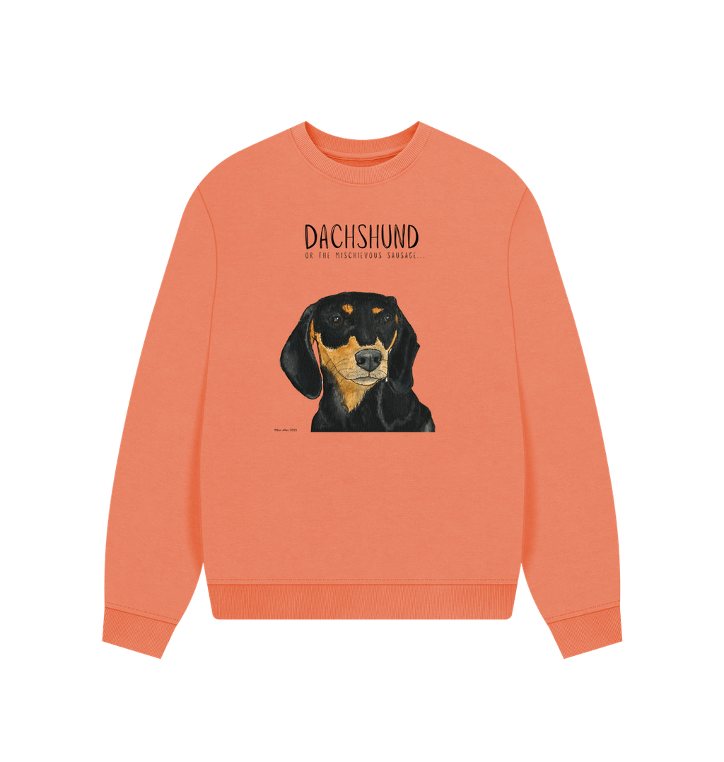 Comfy, Cozy, & Cute: The Black & Tan Dachshund Oversized Sweatshirt"