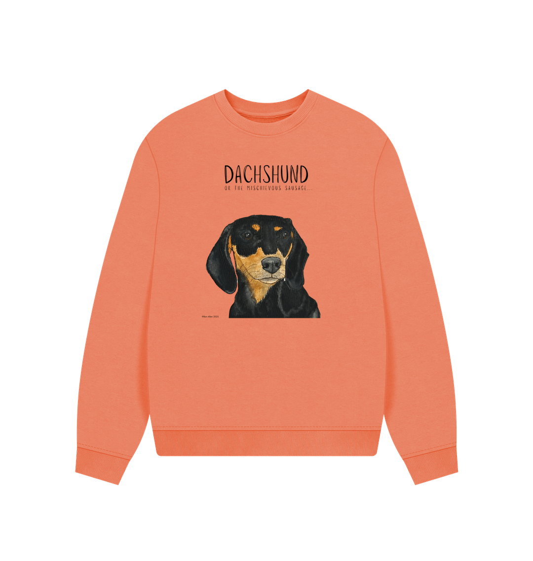 Comfy, Cozy, & Cute: The Black & Tan Dachshund Oversized Sweatshirt"