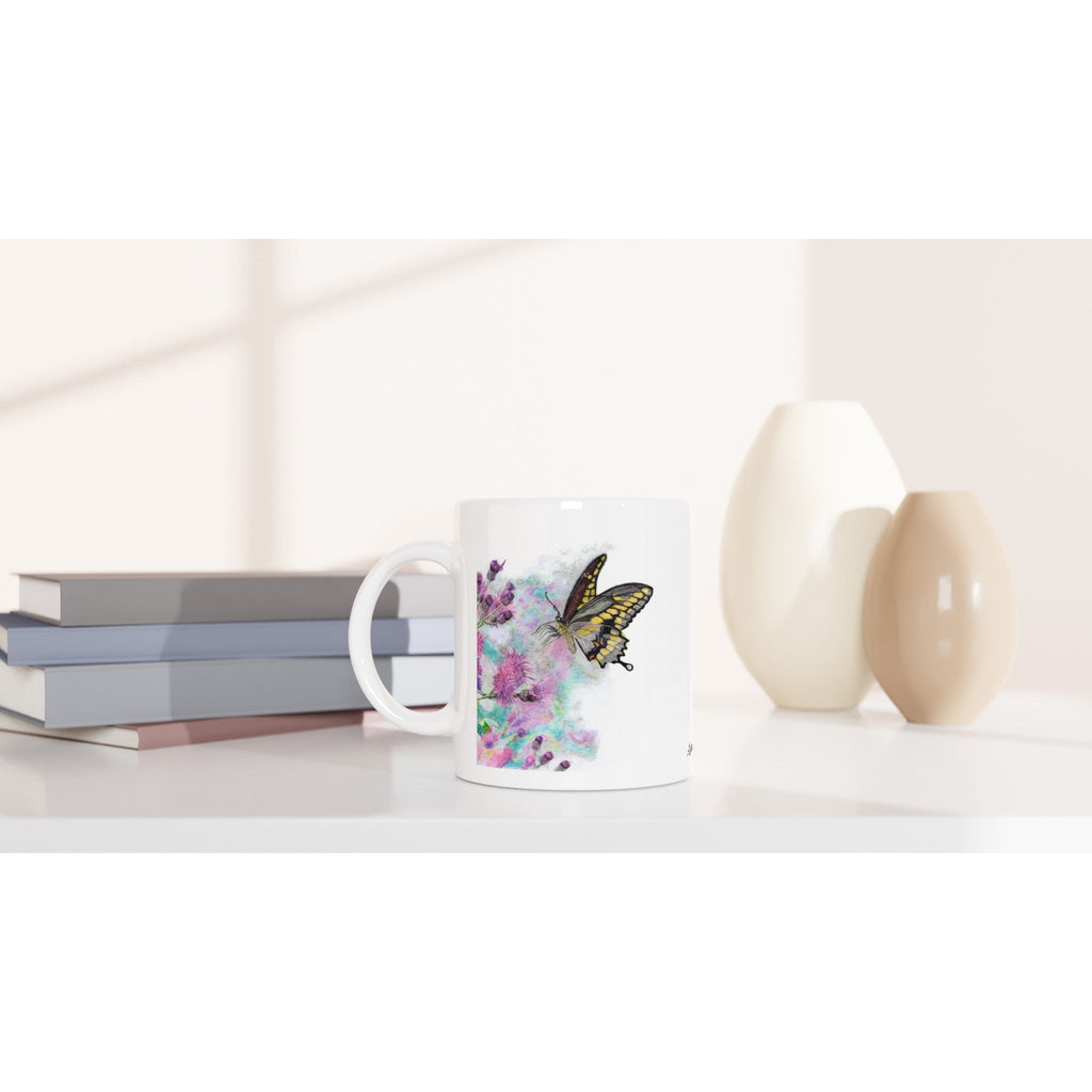 Yellow Butterfly Mug – 11oz Ceramic Wildlife Coffee Cup