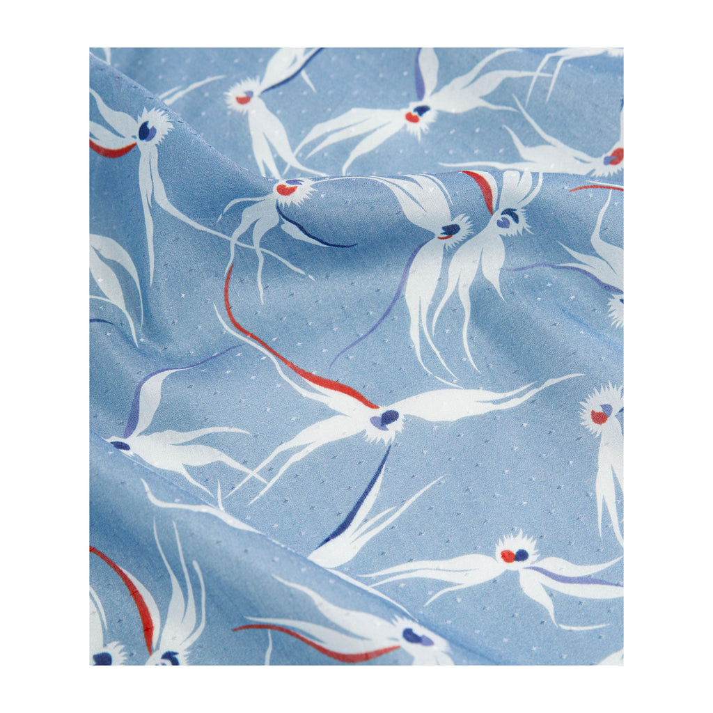 Stylised Bird Print Organic Cotton Silk Scarf - 30% Silk 70% Organic Cotton