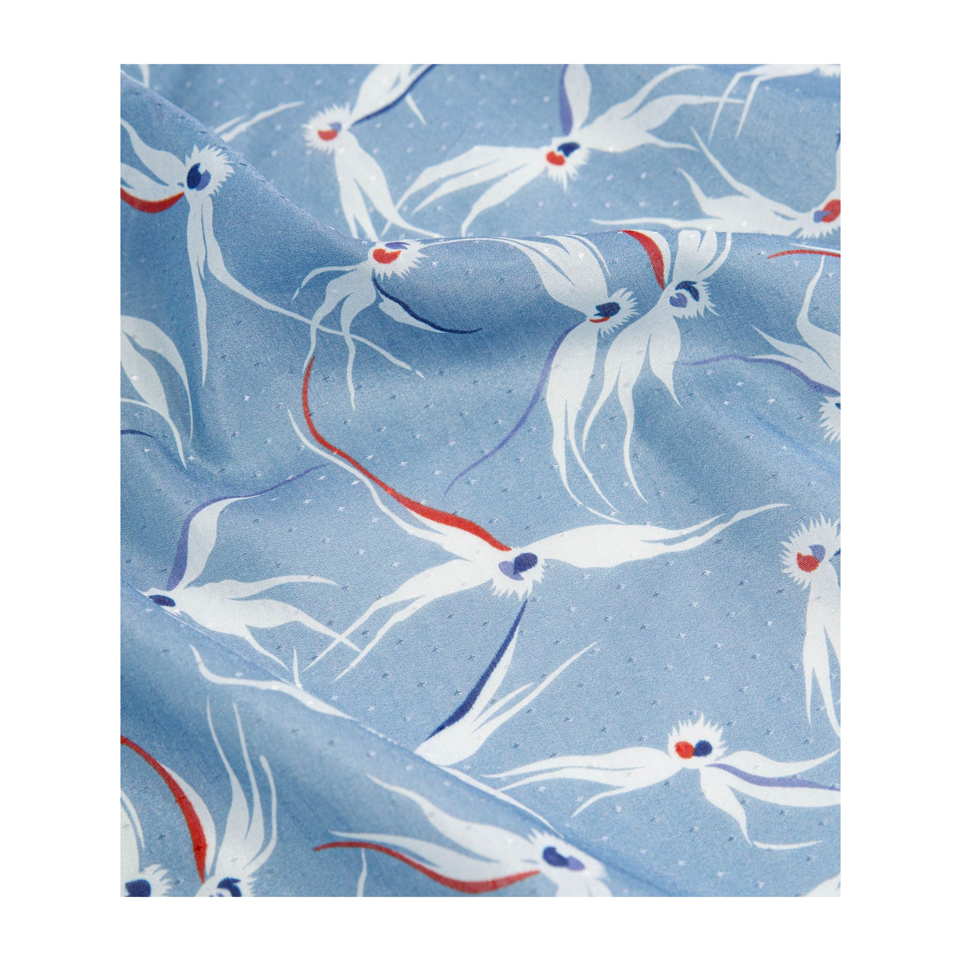 Stylised Bird Print Organic Cotton Silk Scarf - 30% Silk 70% Organic Cotton