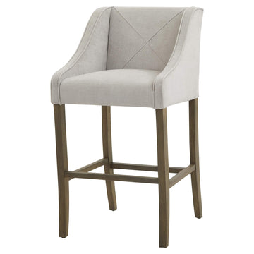 Epsom grey barstool with rubberwood frame and luxury upholstery, elegant piping, modern home decor by Sostter at brixbailey.com