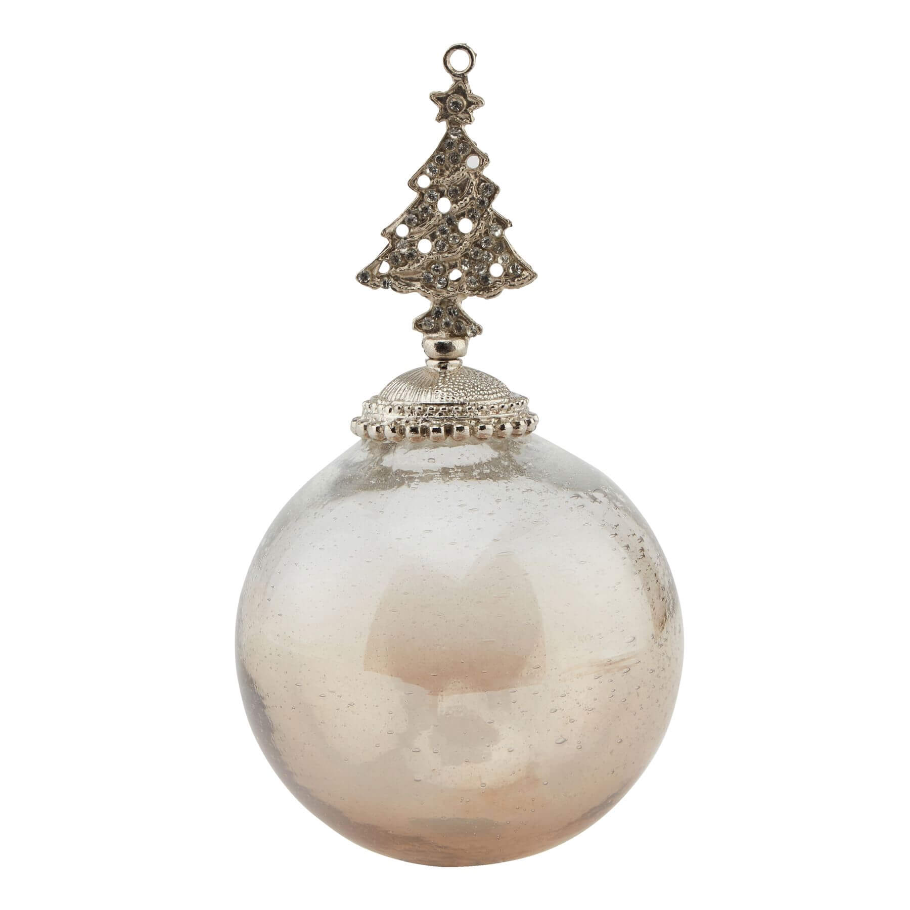 Coffee ombre glass Christmas tree bauble with elegant gradient from espresso to latte and tree-shaped finial by RoomLondon at brixbailey.com