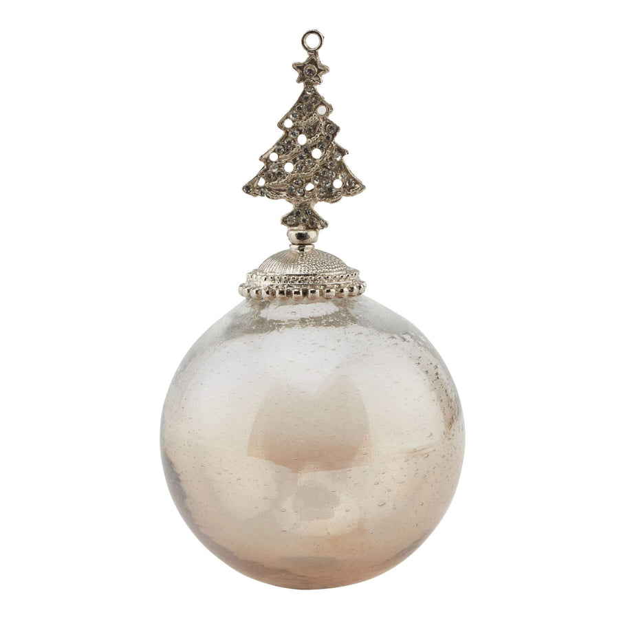 Coffee ombre glass Christmas tree bauble with elegant gradient from espresso to latte and tree-shaped finial by Hill Interiors at brixbailey.com