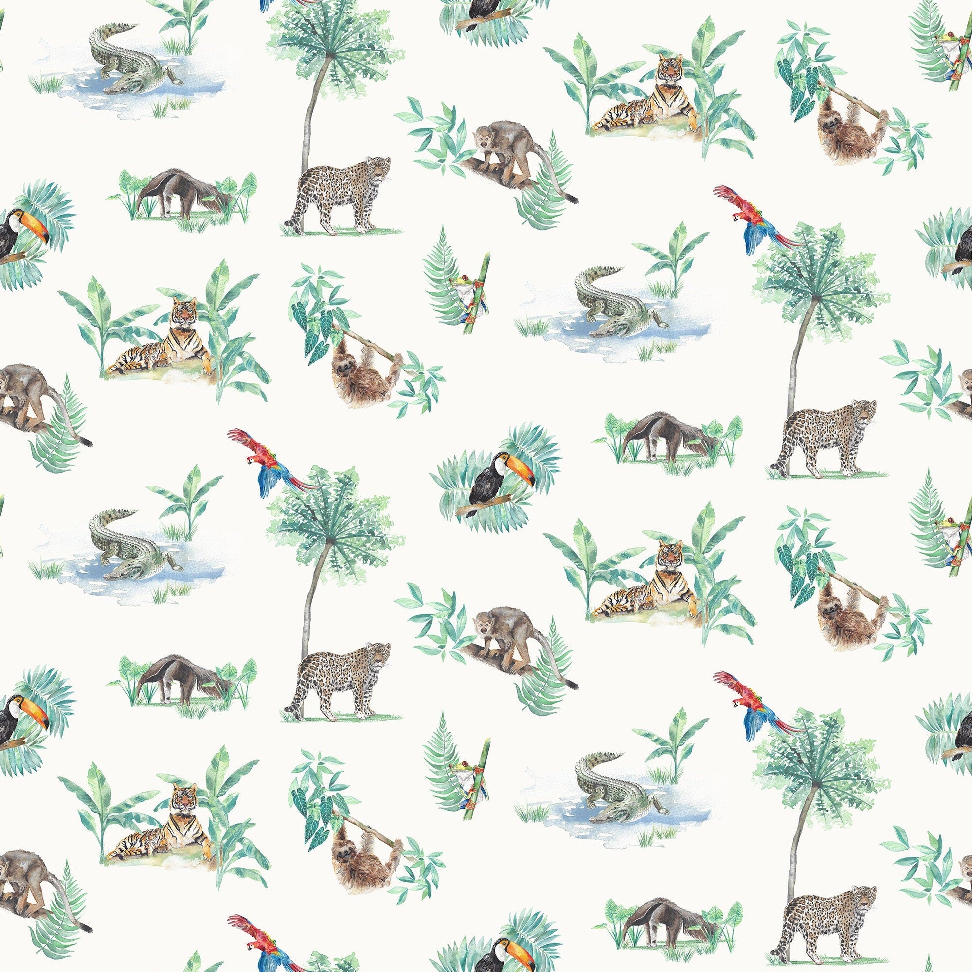 Rainforest Creatures Tropical Children's Wallpaper