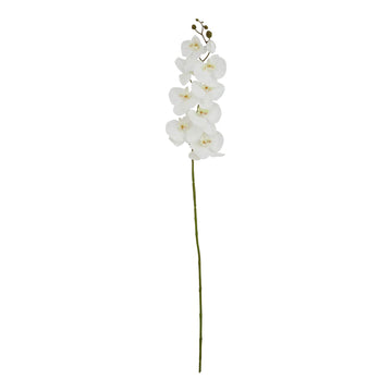 Lifelike white artificial orchid stem, 103cm tall, with realistic petals and natural texture for home decor by Sostter at brixbailey.com