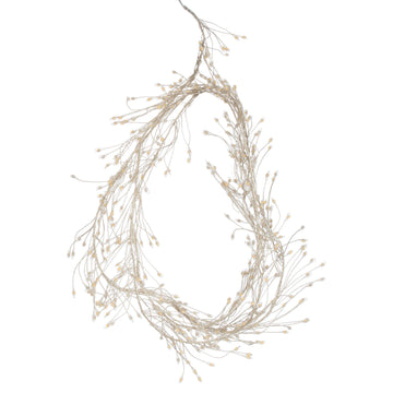 Warm white LED cluster string lights with 432 mini bulbs, silver wiring, and 8 lighting sequences for cozy ambiance.