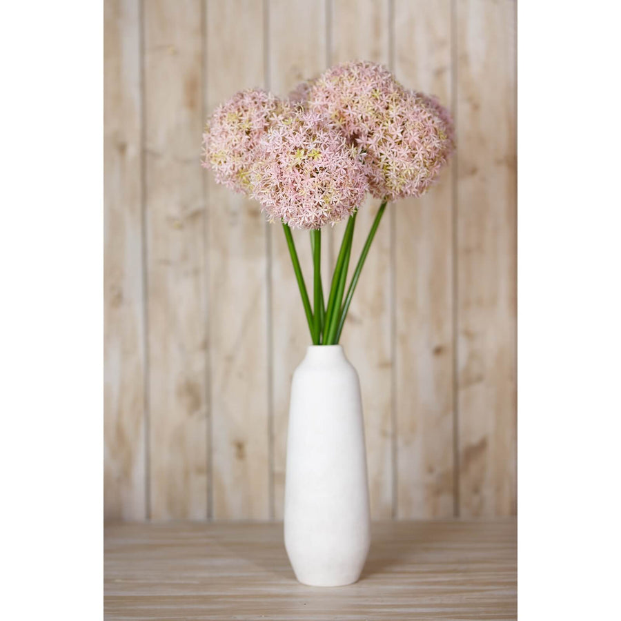Lifelike lilac allium faux stem with spherical bloom, 80cm tall, perfect for farmhouse or boho decor by Sostter at brixbailey.com