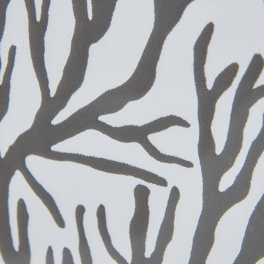 Handcrafted black coral artwork on white background with wooden frame, modern coastal wall decor by Sostter at brixbailey.com