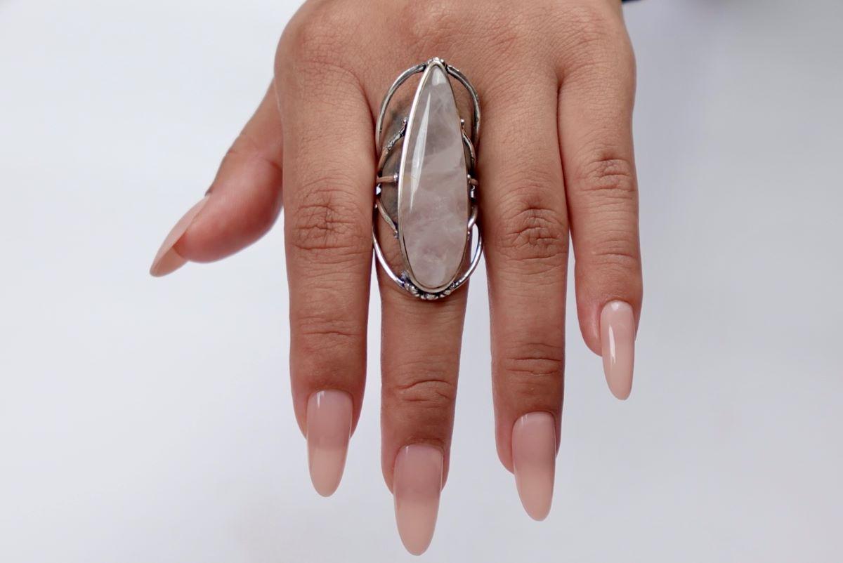 Rose Quartz & Sodalite Teardrop Statement Rings.