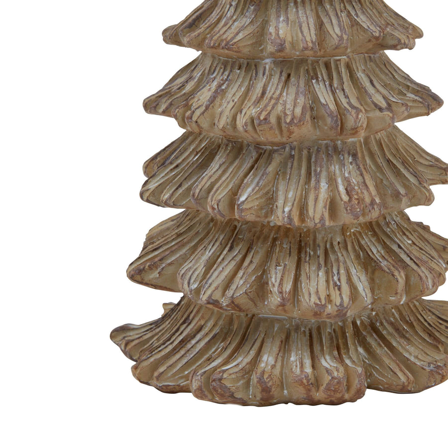 Handcrafted frosted pine tree sculpture in natural brown with resin branches, Scandinavian winter dÃ©cor centerpiece. by Sostter at brixbailey.com