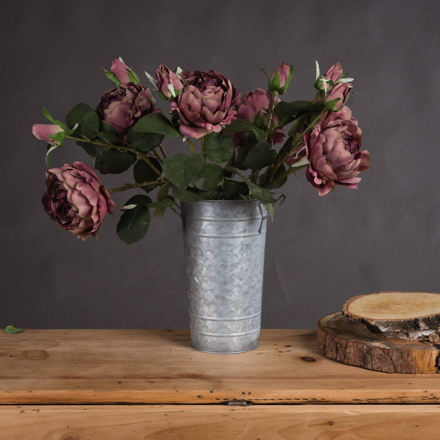 Lifelike dusty pink artificial peony roses in full bloom with closed buds, perfect for home decor or weddings by Sostter at brixbailey.com