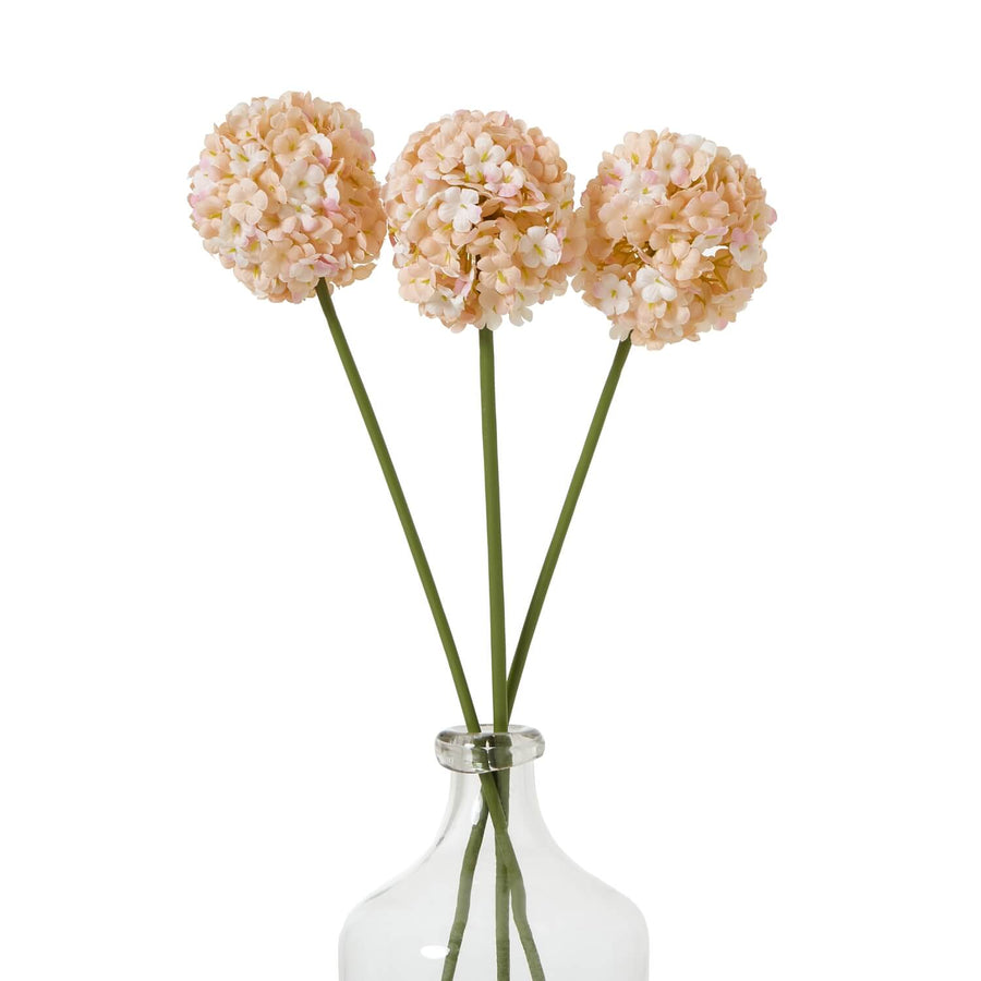 White apricot allium artificial flower with green stem, 56cm tall, ultra-realistic faux bloom for home decor by Sostter at brixbailey.com