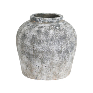 Aged stone ceramic vase, 30cm tall with natural texture, perfect for floral arrangements in modern or traditional decor. by Hill Interiors at brixbailey.com